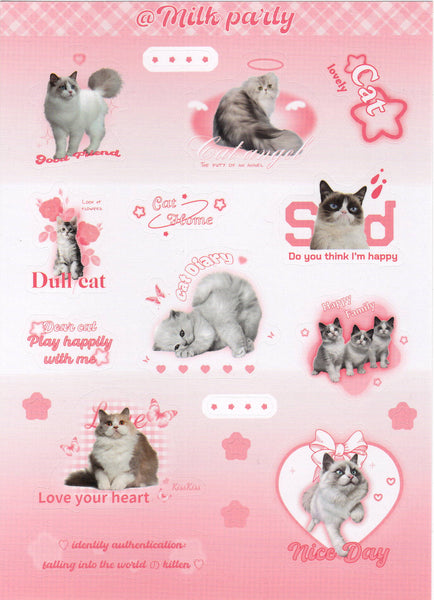 Milk Party Cat Sticker Sheet