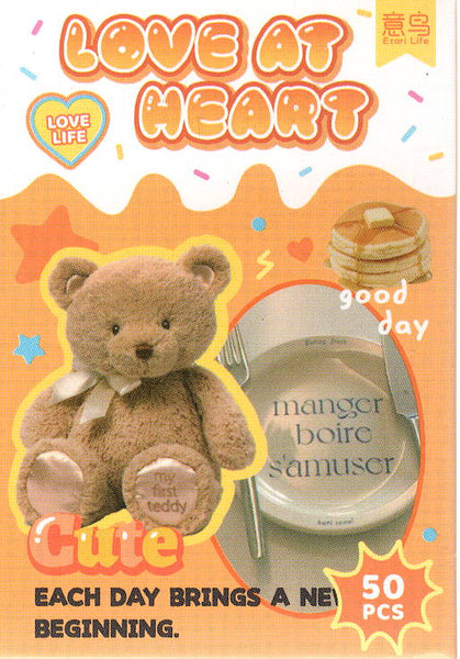 Love At Heart Orange Bear Sticker Sack