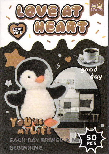 Love At Heart Black Penguin Sticker Sack
