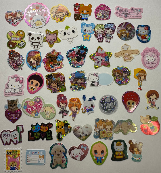 Loose 50Pc Kawaii VINTAGE Sticker Flake Grab Bag