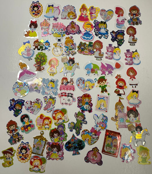 Loose 65Pc Kawaii Sticker Flake Grab Bag - Themed - Vintage/Contemporary - Fairy Tale