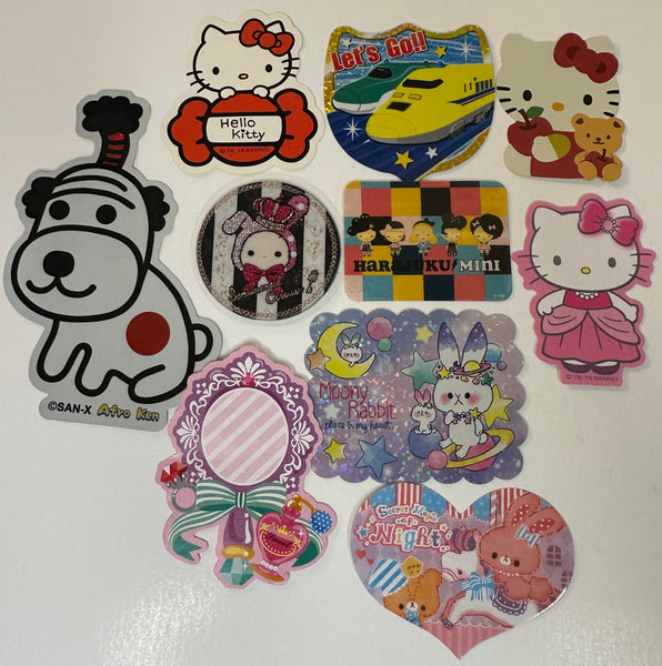 Loose 10Pc Kawaii Sticker Flake Grab Bag - Themed - Vintage/Contemporary - Jumbo Stickers