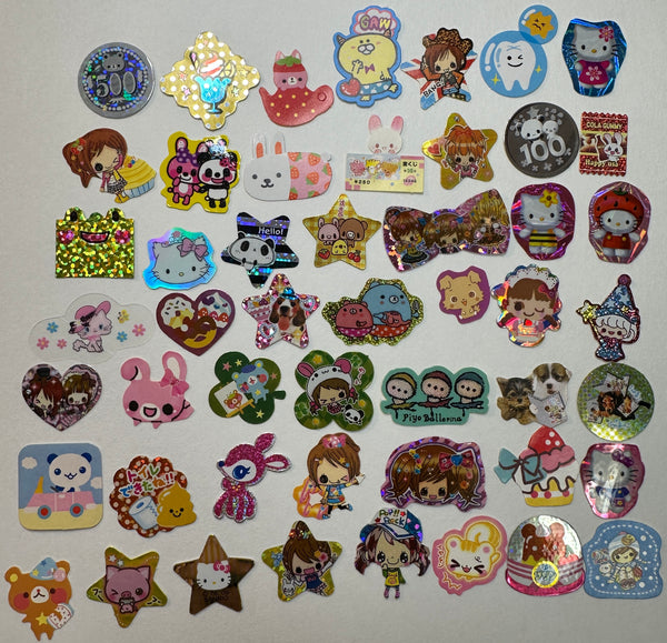 Loose 50Pc Kawaii VINTAGE Sticker Flake Grab Bag