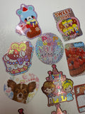 Loose 10Pc Kawaii Sticker Flake Grab Bag - Themed - Vintage - Medium Stickers