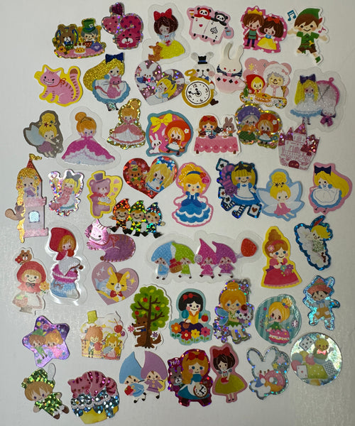Loose 50Pc Kawaii Sticker Flake Grab Bag - Themed - Vintage/Contemporary - Fairy Tale
