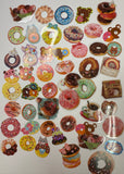 Loose 50Pc Kawaii Sticker Flake Grab Bag - Themed - Vintage/Contemporary - Donuts