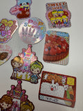 Loose 10Pc Kawaii Sticker Flake Grab Bag - Themed - Vintage - Medium Stickers