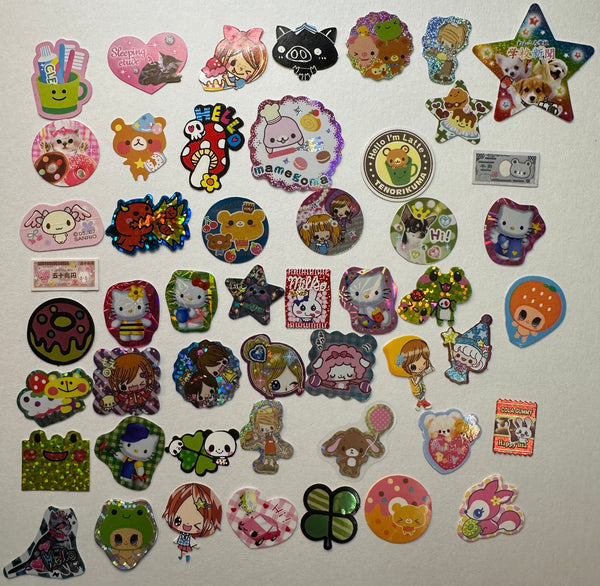 Loose 50Pc Kawaii VINTAGE Sticker Flake Grab Bag