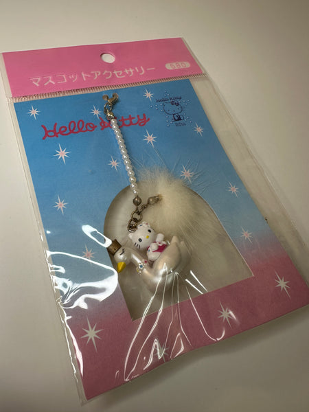 Sanrio 1999 Vintage Hello Kitty 25th Anniversary Swan Rare Mini Charm Strap
