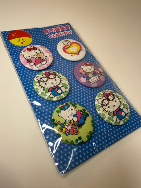 Hello Kitty Glitter Pin Set Of 6