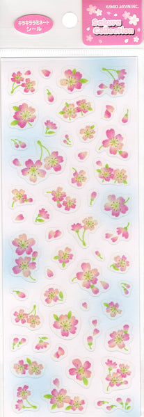 Kamio Vintage Sakura Cherry Blossom Rare Sparkly Sticker Sheet