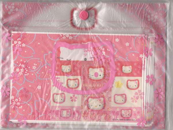 Sanrio 1999 Vintage Hello Kitty Cherry Blossom Rare Vinyl Case Letter Set