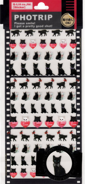 Q-Lia Vintage Photrip Black Cats Sticker Sheet