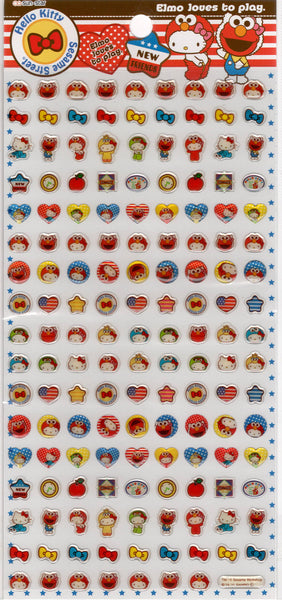 Sun Star Sanrio 2011 Vintage Hello Kitty x Sesame Street Rare PVC Sticker Sheet