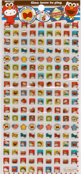 Sun Star Sanrio 2011 Vintage Hello Kitty x Sesame Street Rare PVC Sticker Sheet