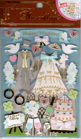 Kamio Vintage Wedding Rare 3D Sticker Sheet W/ Card