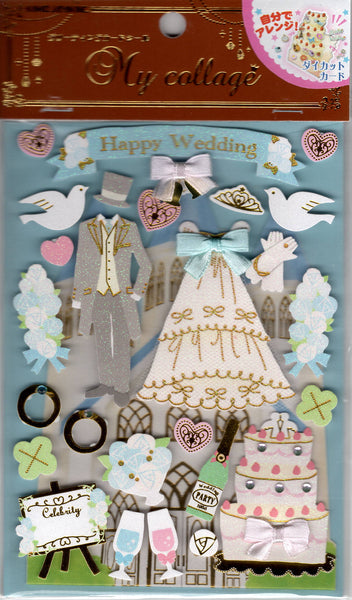 Kamio Vintage Wedding Rare 3D Sticker Sheet W/ Card