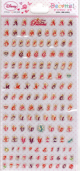 Sun Star Disney Princess Vintage Letters Rare PVC Sticker Sheet