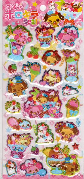 Pool Cool Vintage Dessert Animals Rare Puffy Sticker Sheet