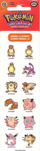 Sandylion 1999 Vintage Pokémon Normal Element Rare Sticker Sheet