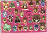 Namepara Vintage Osawari Tantei Nameko Saibai Kit Rare Puffy 2-Sheet Sticker Sheet