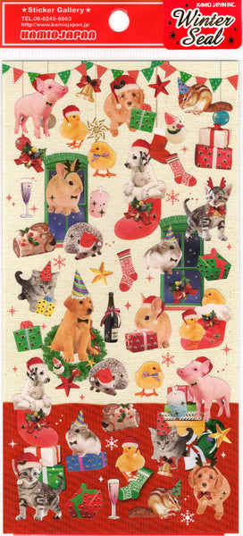 Kamio Vintage Christmas Animals Rare Sticker Sheet