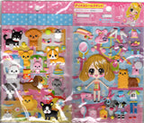 Pool Cool Vintage Kawaii Girls Rare 3D 3-Sheet Sticker Sheet