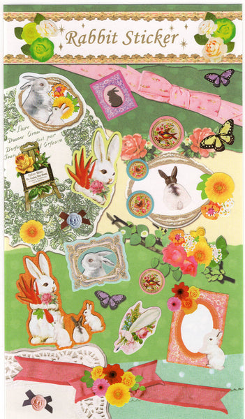 Heart Art Collection Vintage Rabbit Rare Sticker Sheet