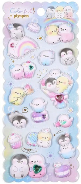 Colorful Piyopen Super Puffy Sticker Sheet