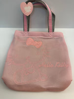 Sanrio 2005 Vintage Hello Kitty Rare Pink & Grey Mesh Jersey Tote Bag