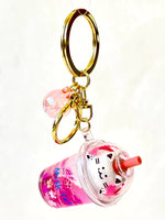 Boba Milk Tea Sakura Cat Water Key Charm