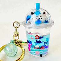 Boba Milk Tea Sakura Cat Water Key Charm